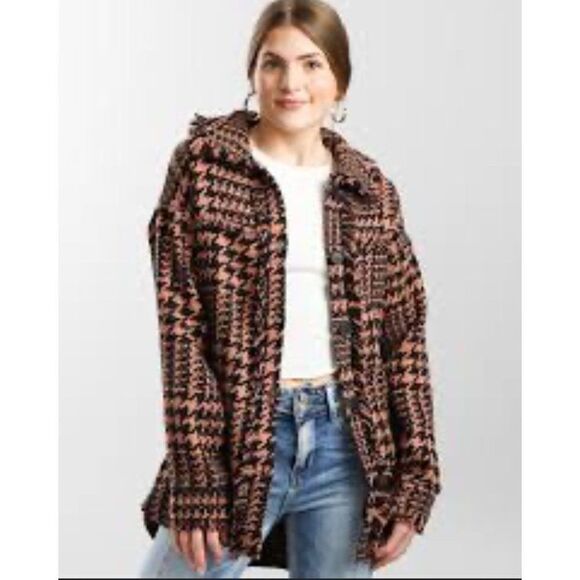 Hyfve Houndstooth Frayed Fringe Shack / Jacket Size S - Picture 8 of 12